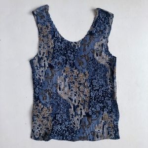 Vintage Impressions Sleeveless Blue Popcorn Top
